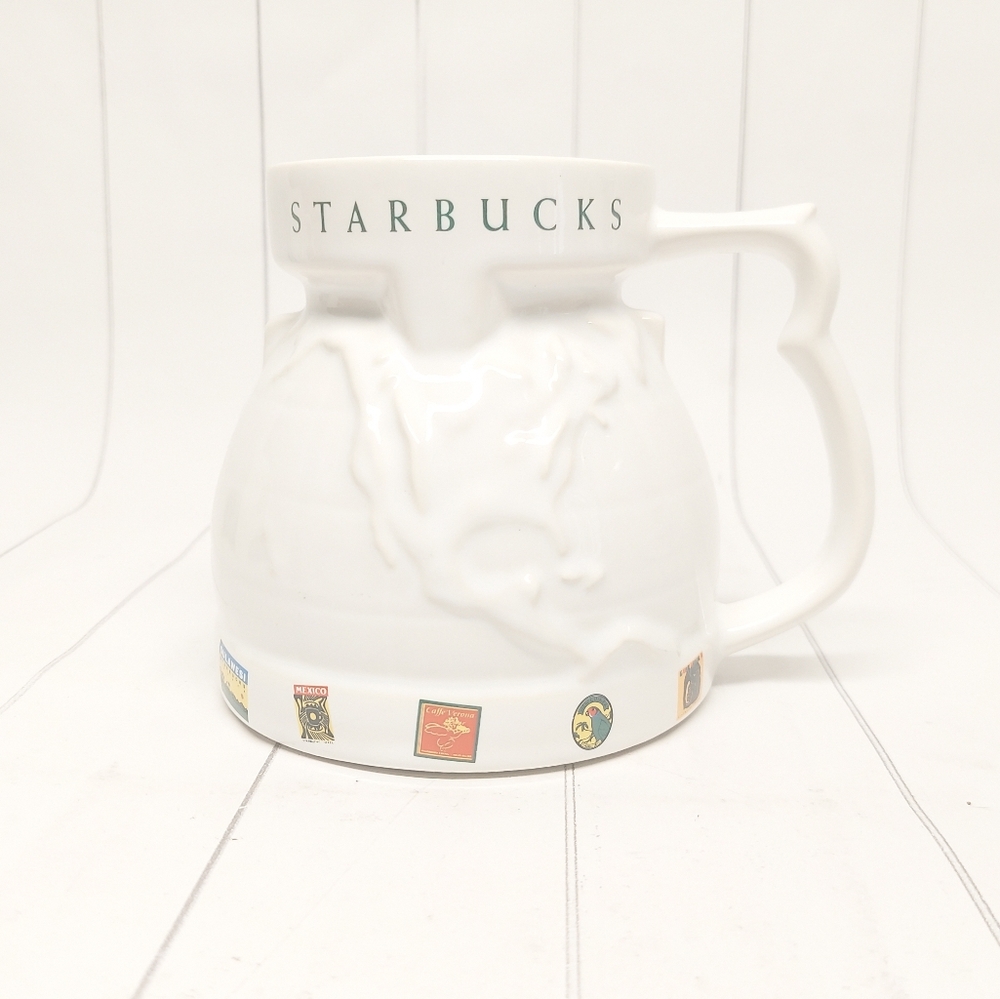 Starbucks Vintage Around The World Globe Mug Cup Mexico Kenya Columbia Sumatra